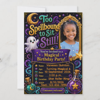 “Too Spellbound to Sit Still!” Personalized Photo Invitation