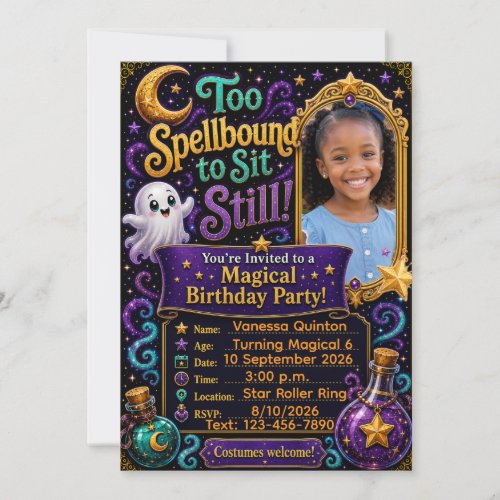 “Too Spellbound to Sit Still!” Personalized Photo Invitation