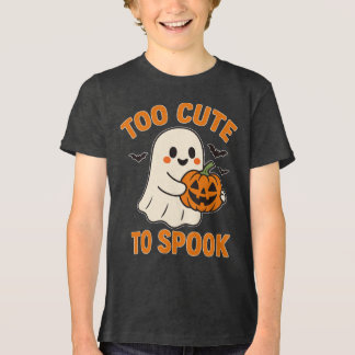 Too Spooky To Scare – Friendly Ghost With Pumpkin  Tri-Blend Shirt