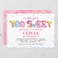 Too Sweet Candy Land Birthday Party Invitation