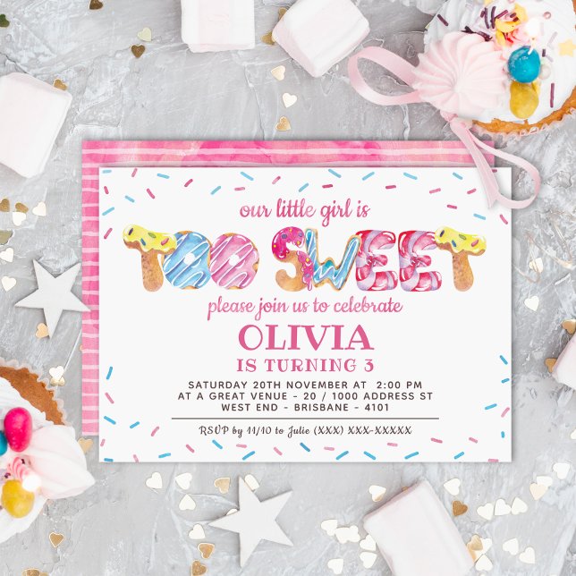 Too Sweet Candy Land Birthday Party Invitation
