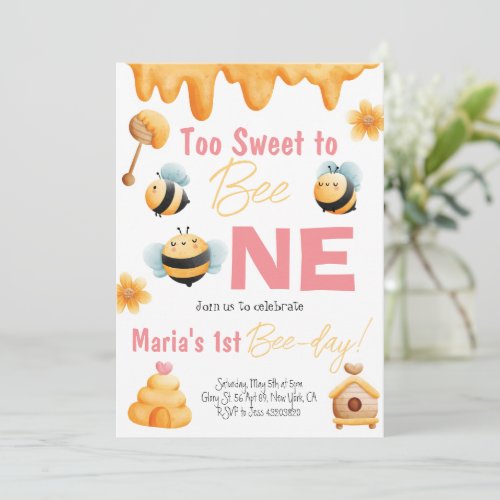 Too Sweet to be One Birthday Party Invitation