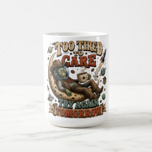 Too Tired to Care Funny Alien Cowboy Quote Coffee Mug