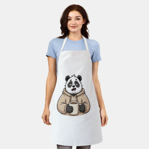 Too Tired to Function Panda Coffee Cartoon Apron
