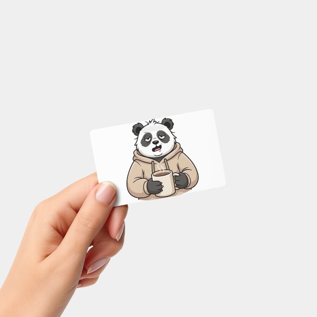 Too Tired to Function Panda Coffee Cartoon Badge (Handheld)