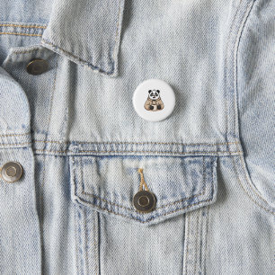 Too Tired to Function Panda Coffee Cartoon Button