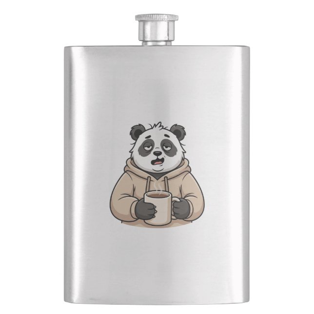 Too Tired to Function Panda Coffee Cartoon Flask (Front)
