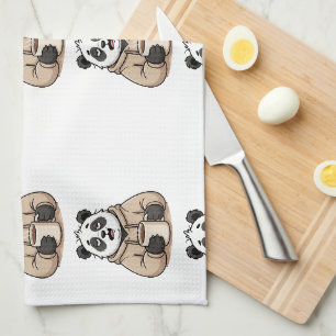 Too Tired to Function Panda Coffee Cartoon Kitchen Towel