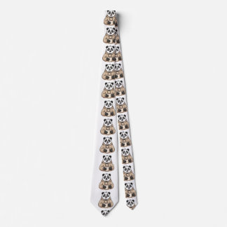 Too Tired to Function Panda Coffee Cartoon Neck Tie