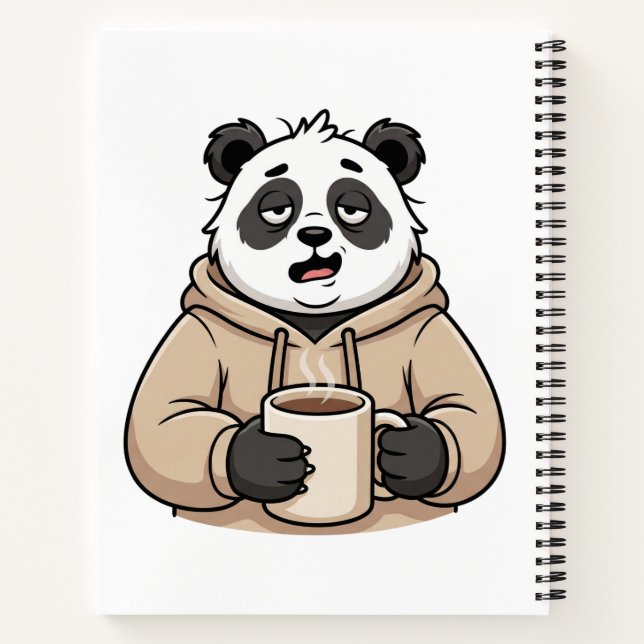 Too Tired to Function Panda Coffee Cartoon Notebook (Back)