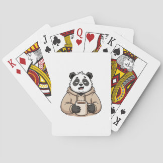 Too Tired to Function Panda Coffee Cartoon Poker Cards