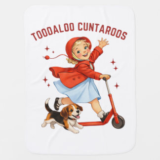 Toodaloo Cuntaroos Retro Scooter Girl With Puppy Baby Blanket