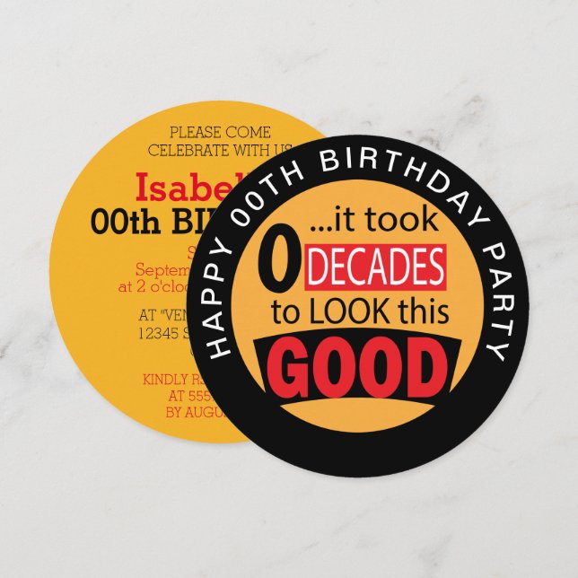 Took 0 Decades to Look this Good - 00th Invitation (Front/Back)