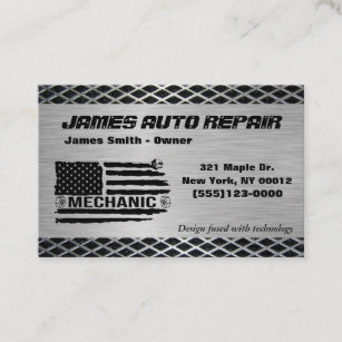 Tool American Flag Metal Design Car Auto Repair Business Card