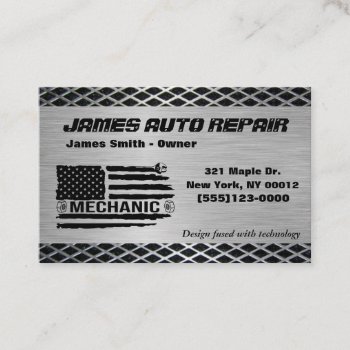 Tool American Flag Metal Design Car Auto Repair Business Card by tyraobryant at Zazzle
