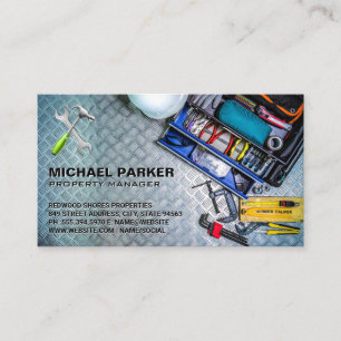 Tool Box Steel Metallic Table Business Card