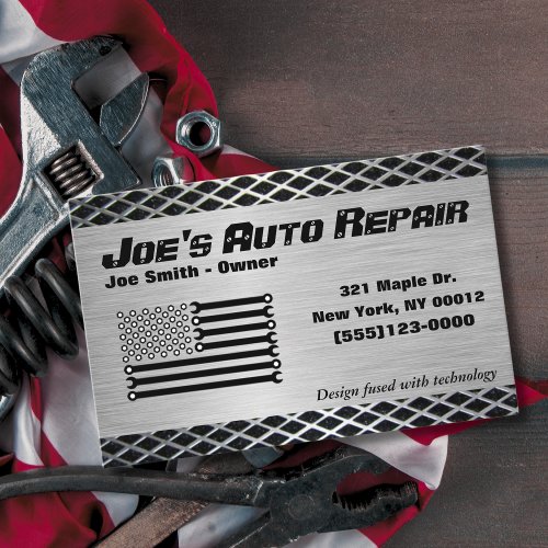 Tool Flag Design Auto Mechanic Repair Service Business Card