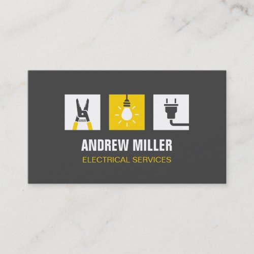 Tool Light Bulb and Plug Logo Electrician Business Card