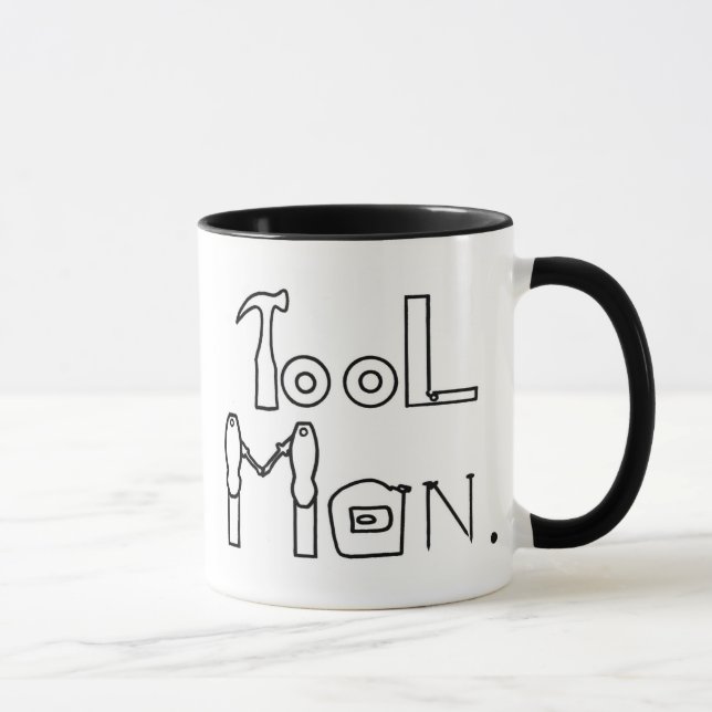 Tool Man spelled with drawing of tools, mug (Right)