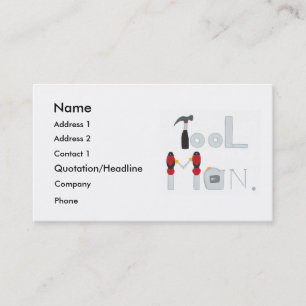 Tool Man spelled with painting of tools, business Business Card