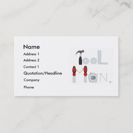 Customizable Tool Man spelled with painting of tools, business Business Card Templates