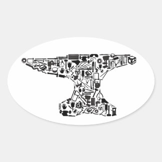Tool-O-Rama Anvil Oval Sticker