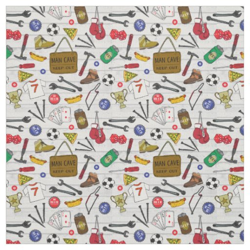 Tool Shed Funny Beer Den Man Cave Patterned Fabric