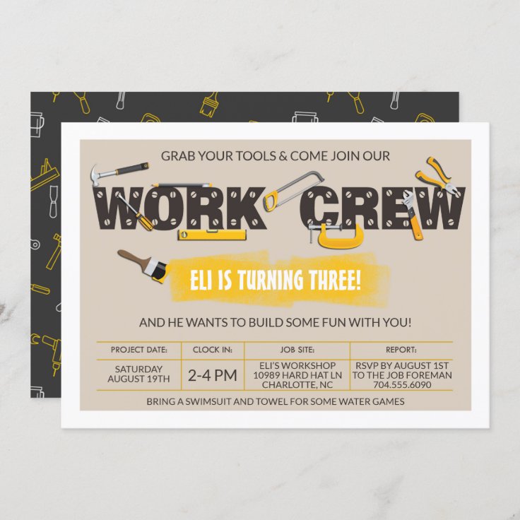 Tool Time Handyman Birthday Invitation Zazzle