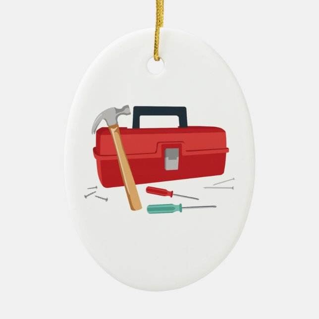Toolbox And Tools Ceramic Ornament (Front)