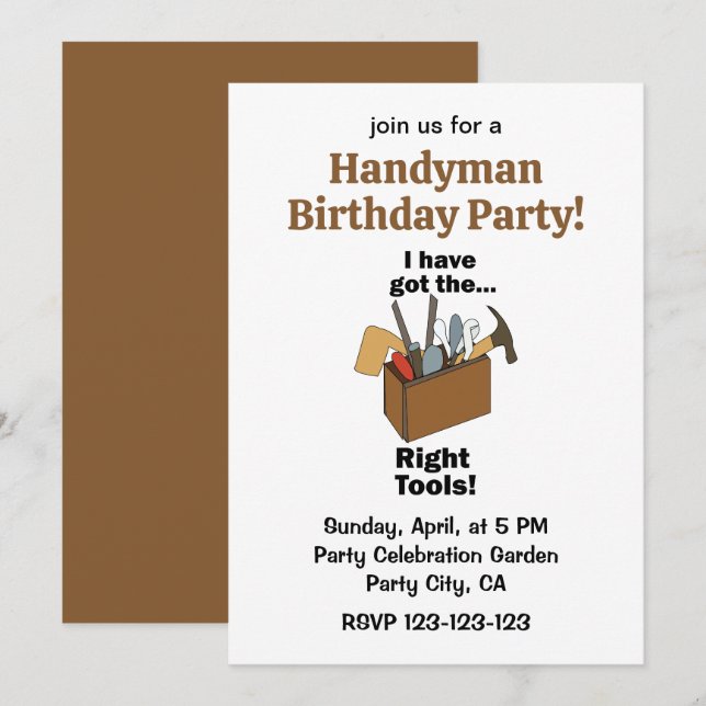 Toolbox I Have Got Right Tools Handyman Birthday Invitation (Front/Back)