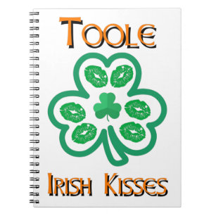 Toole Irish Kisses Clover Shamrocks Lips Notebook