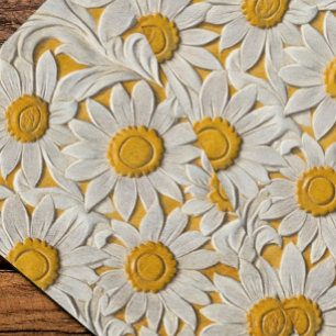 Tooled Engraved Leather Look Sunflowers Tissue Paper