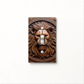 Tooled Leather 3D LOOK Lion Light Switch Cover