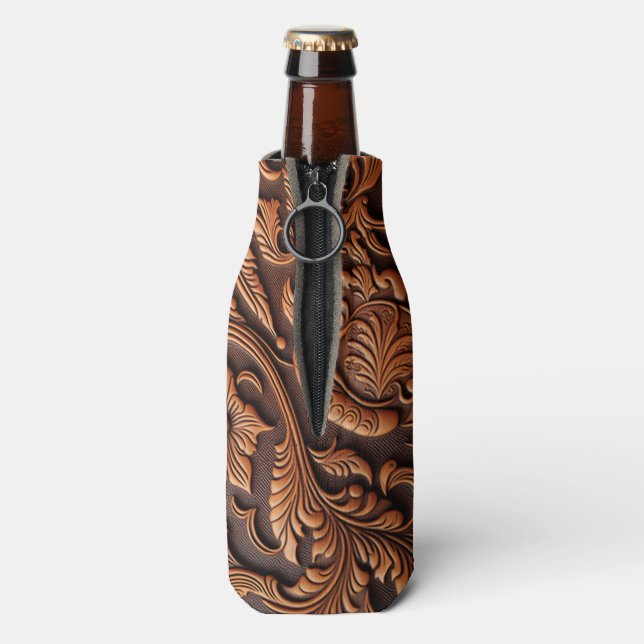 Tooled Leather Bottle Cooler (Bottle Back)
