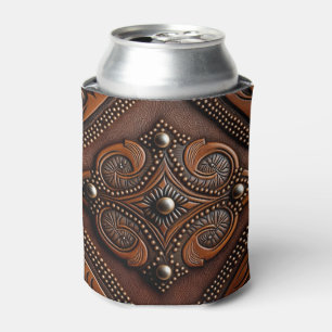 Tooled Leather Can Cooler