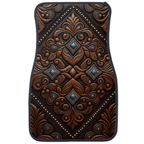 Tooled Leather Car Floor Mat