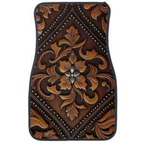 Tooled Leather Car Floor Mat