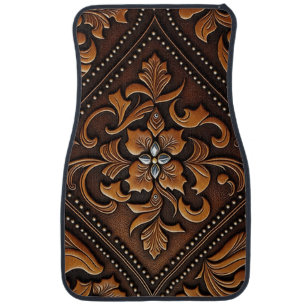Tooled Leather Car Floor Mat