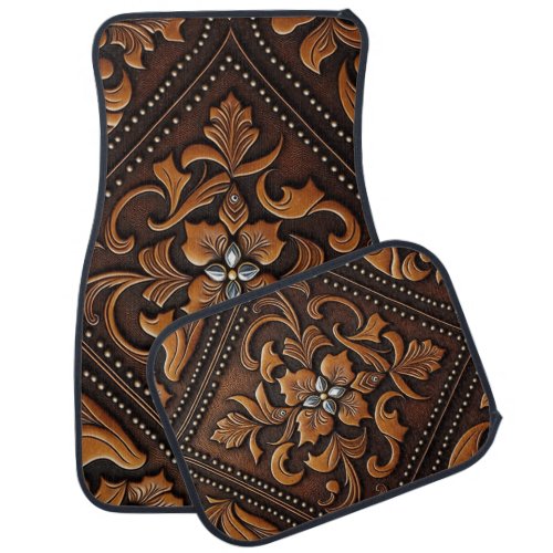 Tooled Leather Car Floor Mat