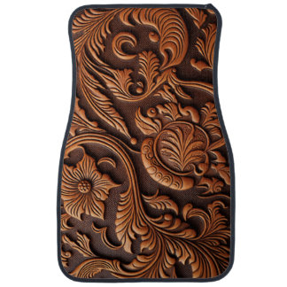 Tooled Leather Car Floor Mat