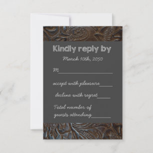 Tooled Leather Chalkboard Wedding RSVP