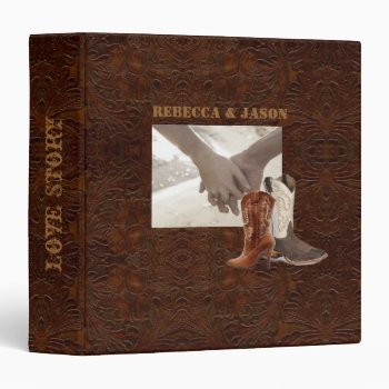 Tooled Leather Cowboy Boots Rustic Country Wedding Binder by ThemeWeddingBoutique at Zazzle