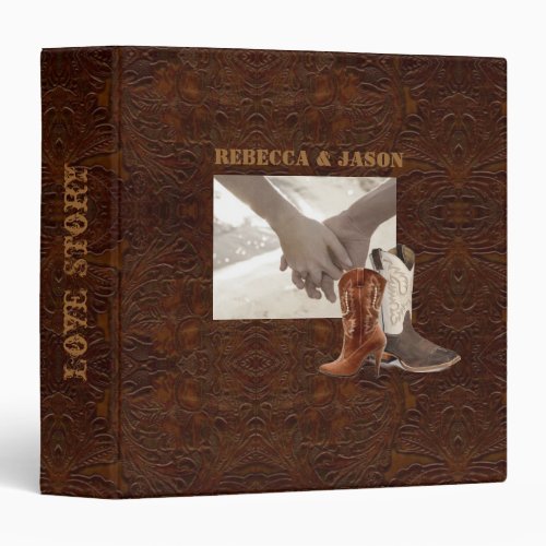 tooled leather cowboy boots rustic country wedding binder