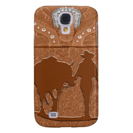 Tooled Leather "cowgirl & Horse" Western Iphone 3 Samsun