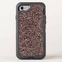 Tooled Leather Dark Brown Chocolate Rustic Look