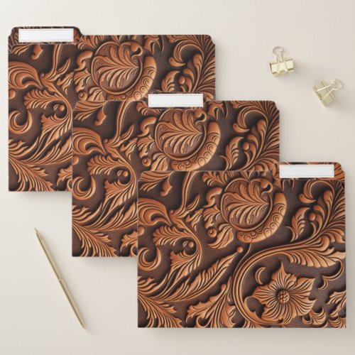 Tooled Leather Design File Folder