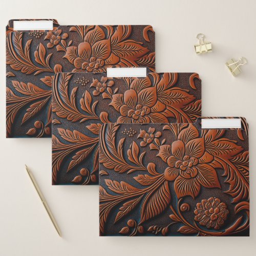 Tooled Leather Design File Folder