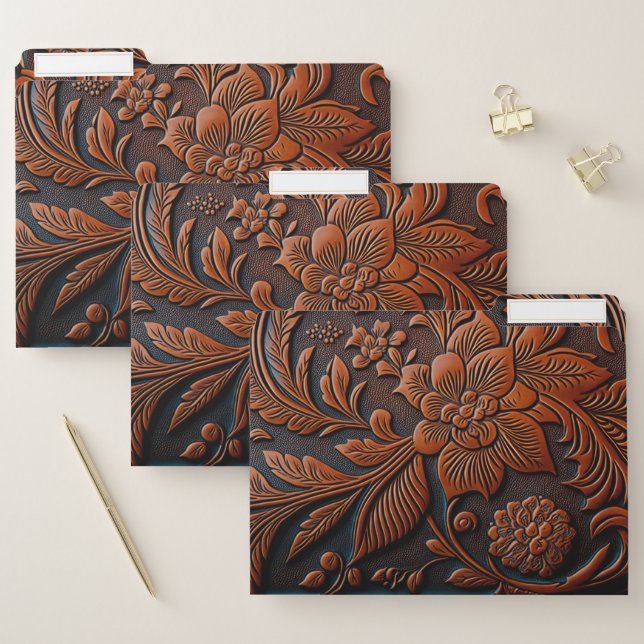 Tooled Leather Design File Folder (Set)