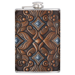 Tooled Leather Design Flask