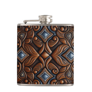Tooled Leather Design Flask